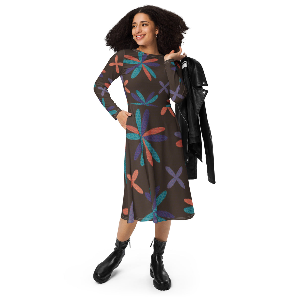 LONG SLEEVE MIDI DRESS