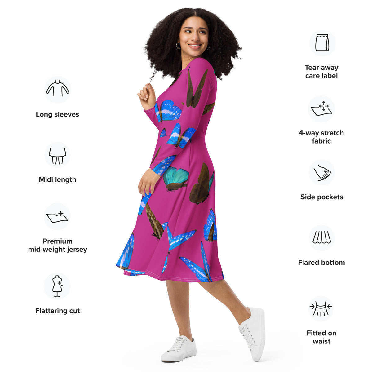 LONG SLEEVE MIDI DRESS
