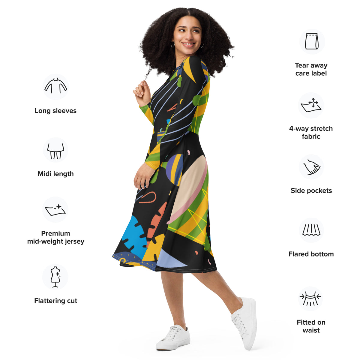 LONG SLEEVE MIDI DRESS