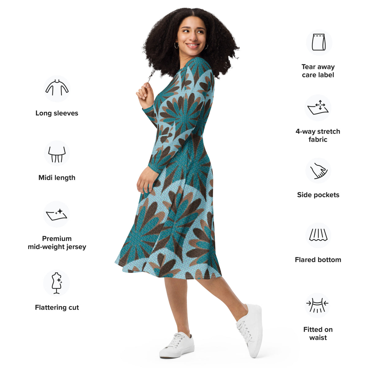 LONG SLEEVE MIDI DRESS