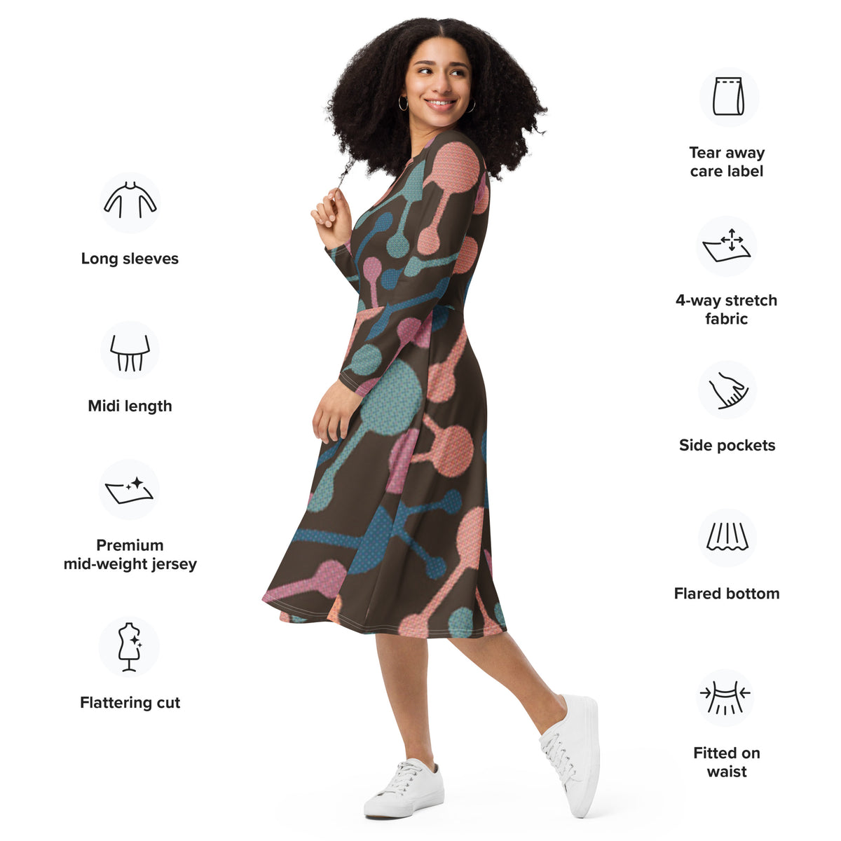 LONG SLEEVE MIDI DRESS