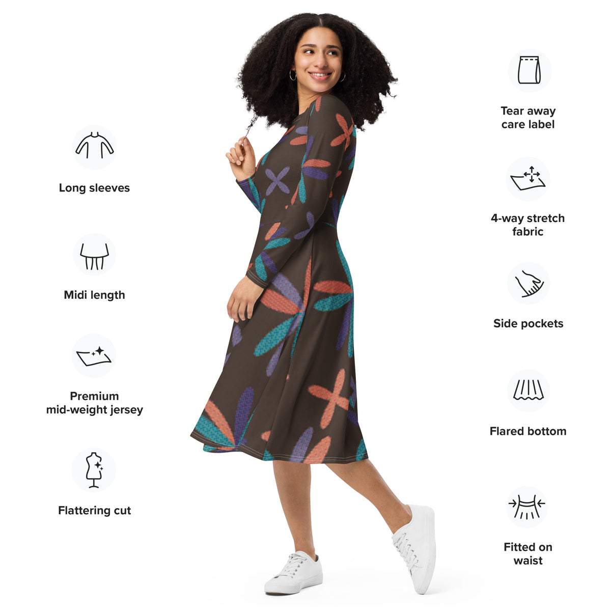 LONG SLEEVE MIDI DRESS