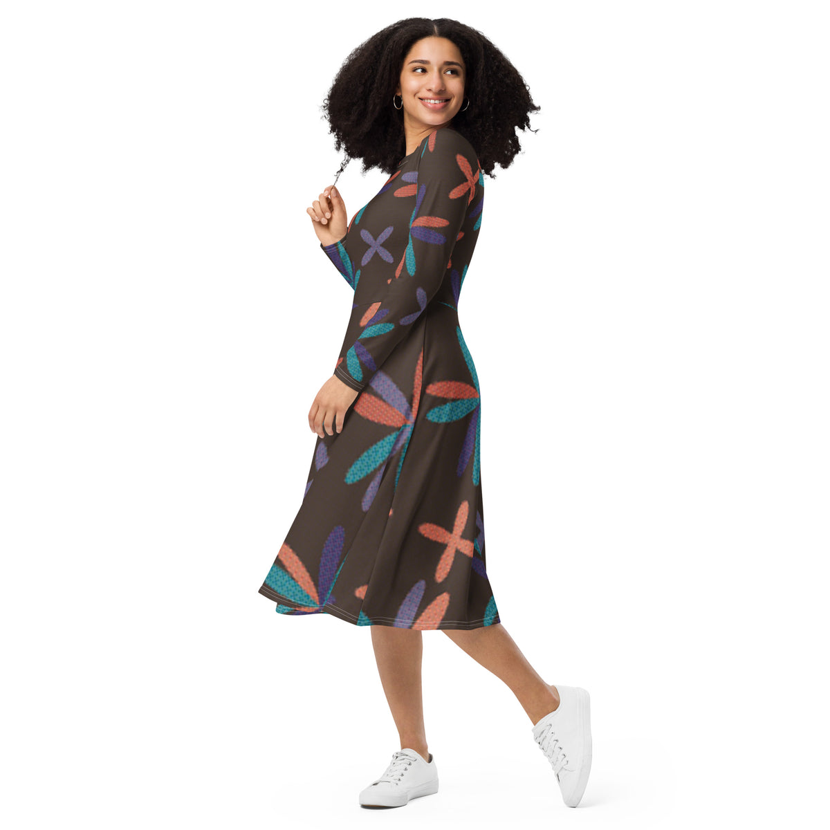 LONG SLEEVE MIDI DRESS