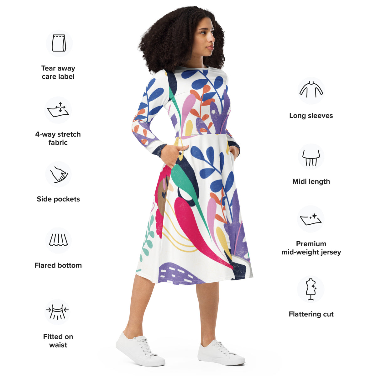 LONG SLEEVE MIDI DRESS
