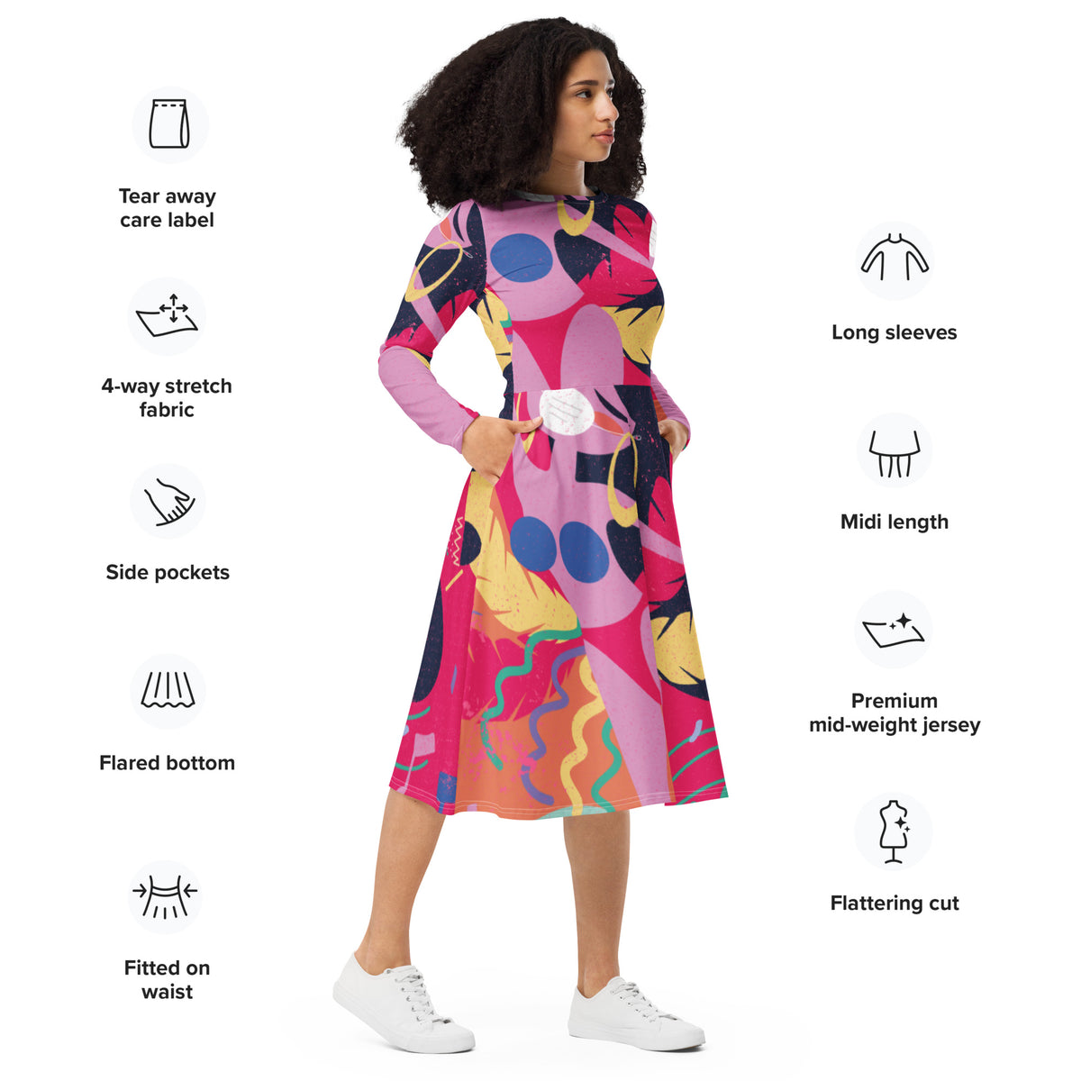 LONG SLEEVE MIDI DRESS