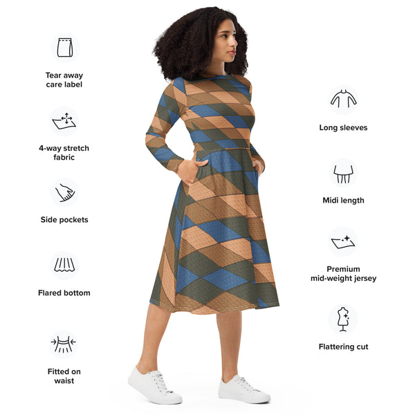 LONG SLEEVE MIDI DRESS