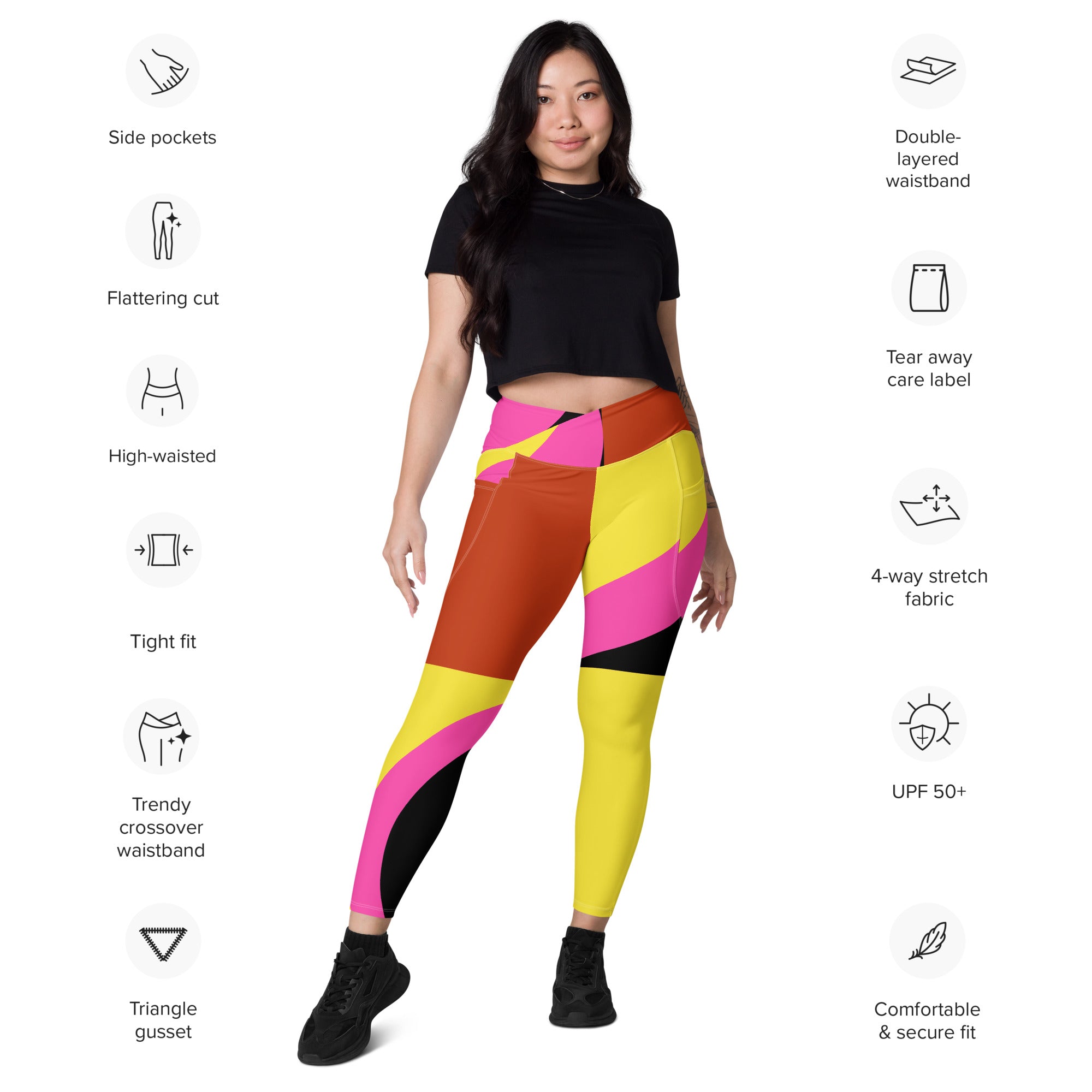 Crossover leggings with pockets