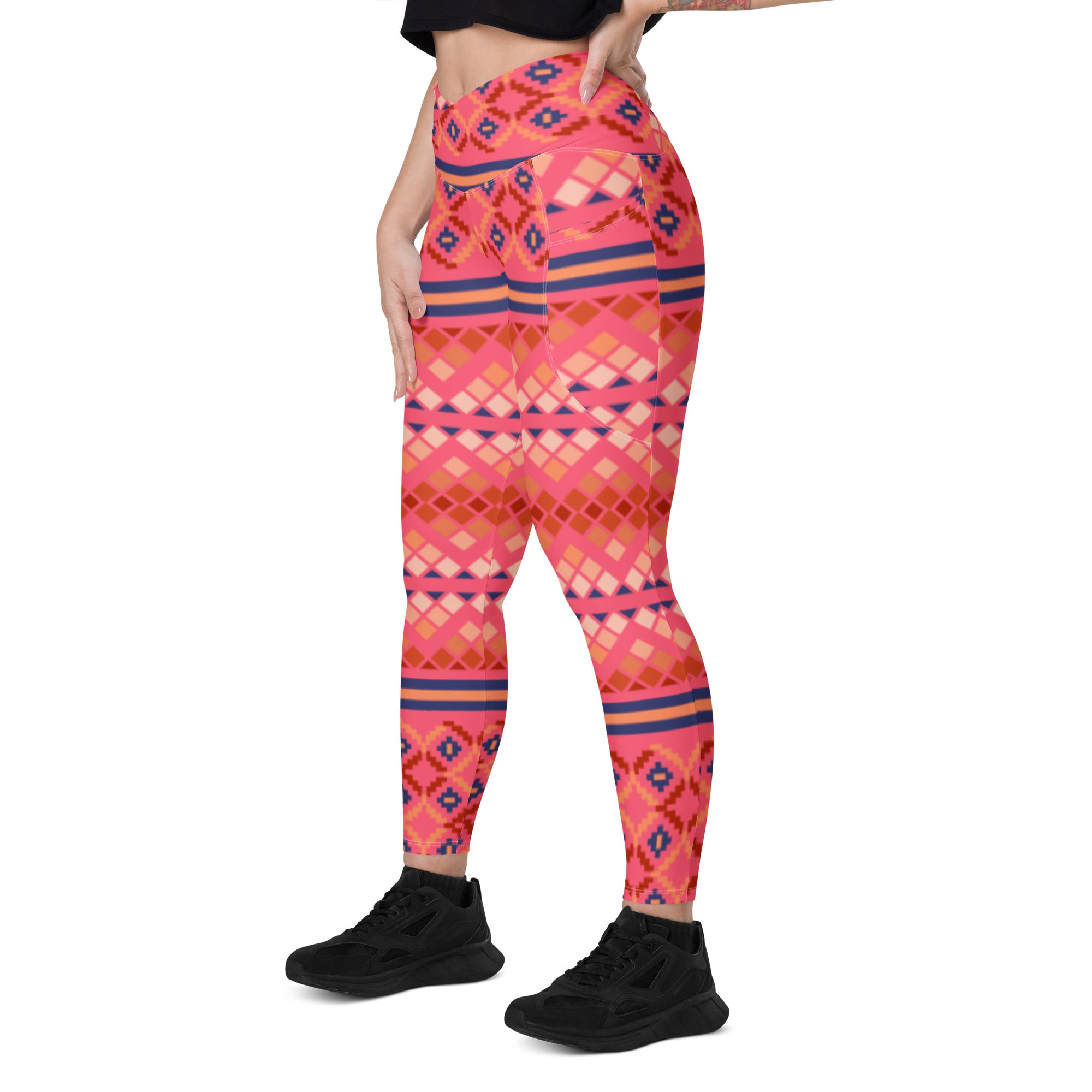 Crossover leggings with pockets