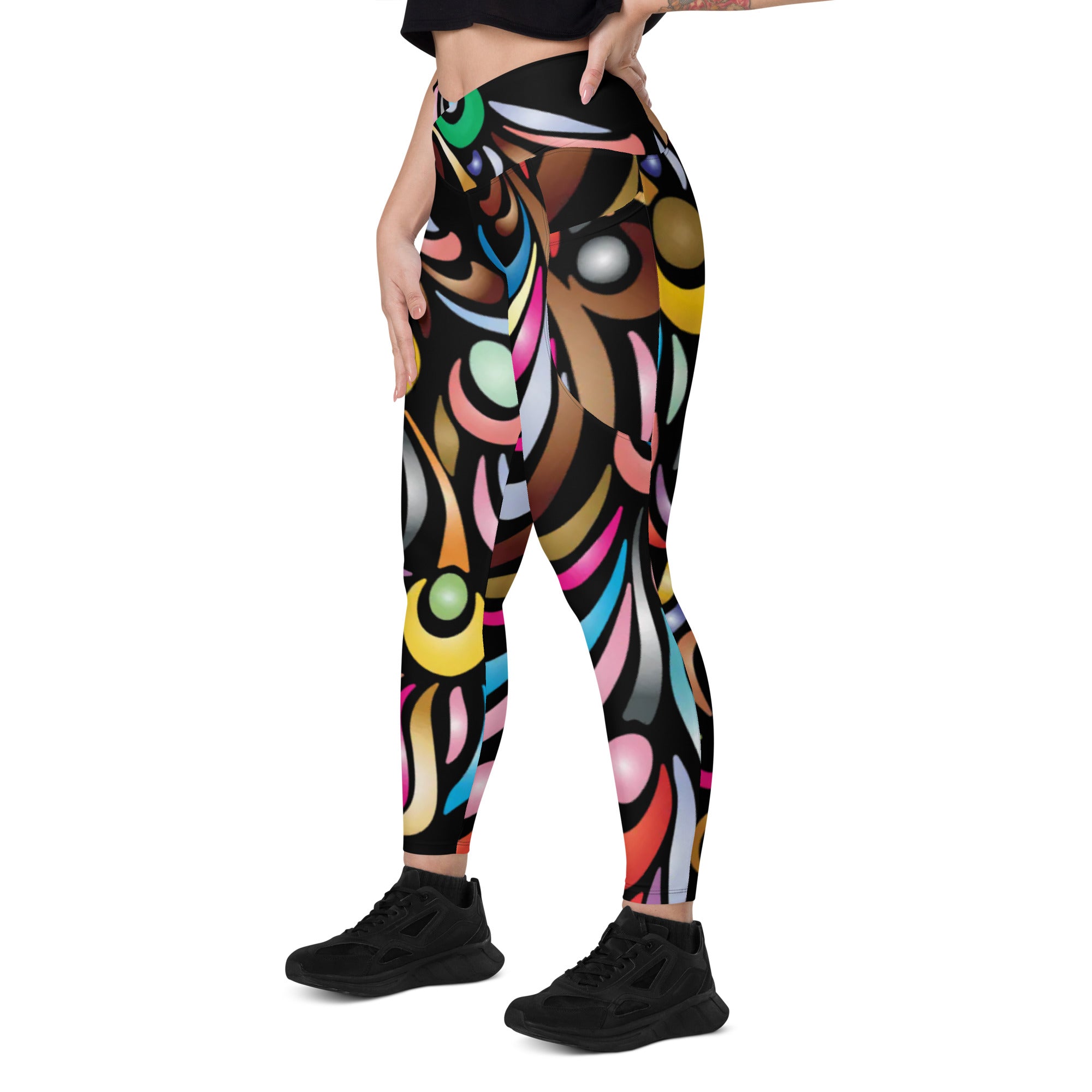 Crossover leggings with pockets