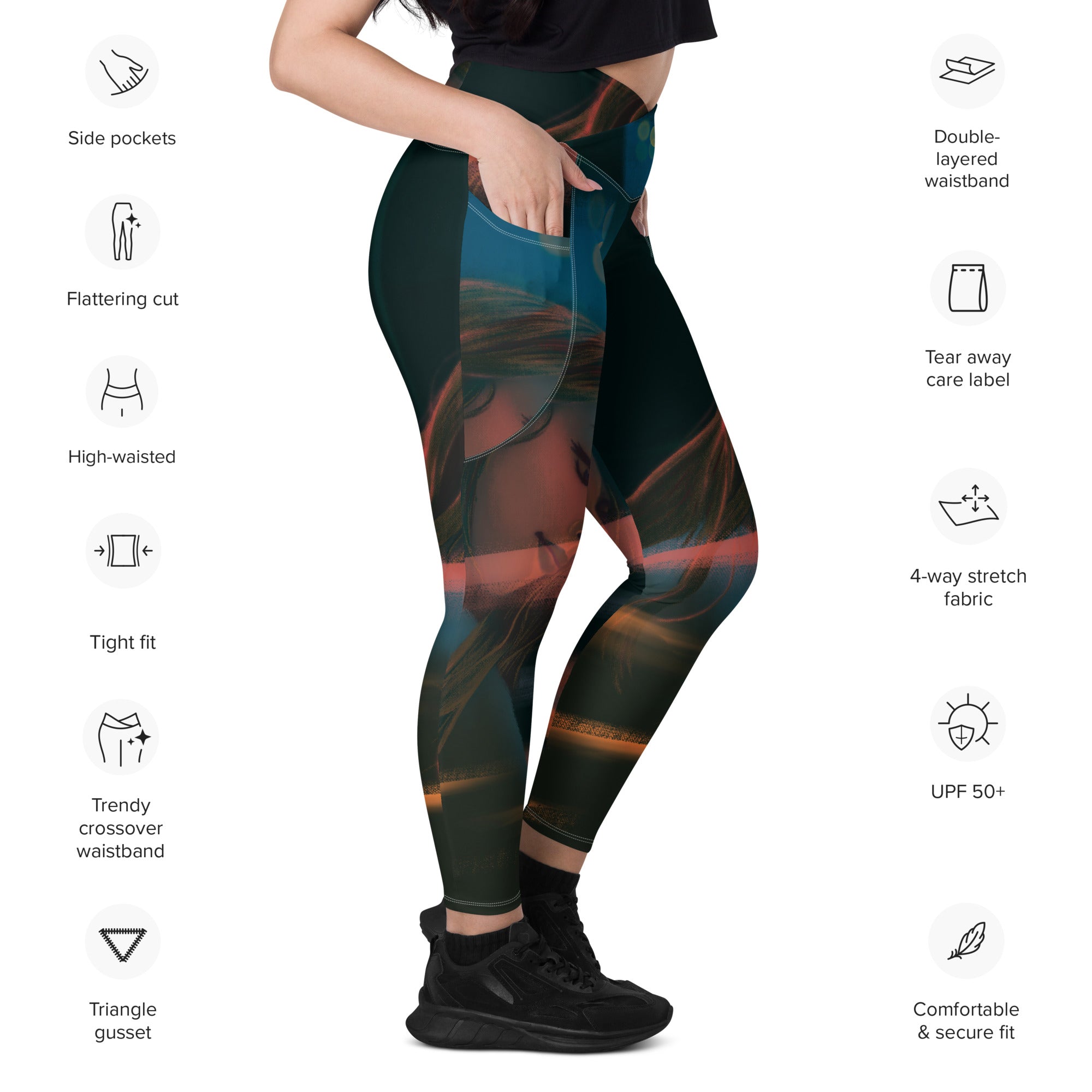 Crossover leggings with pockets