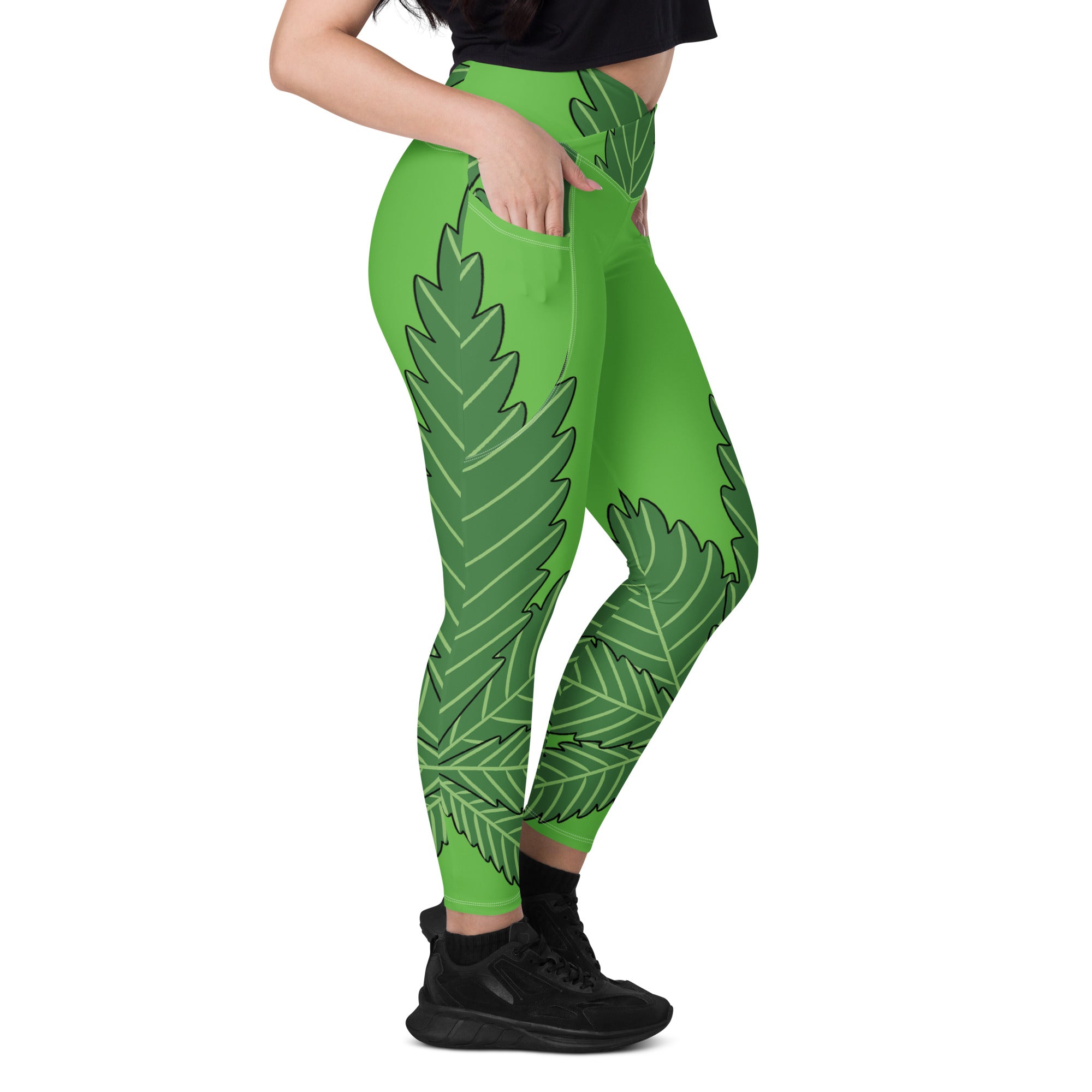 Crossover leggings with pockets