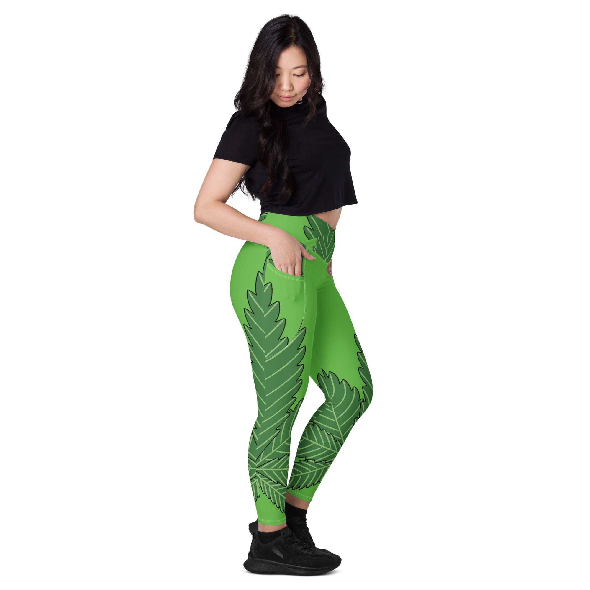 Crossover leggings with pockets