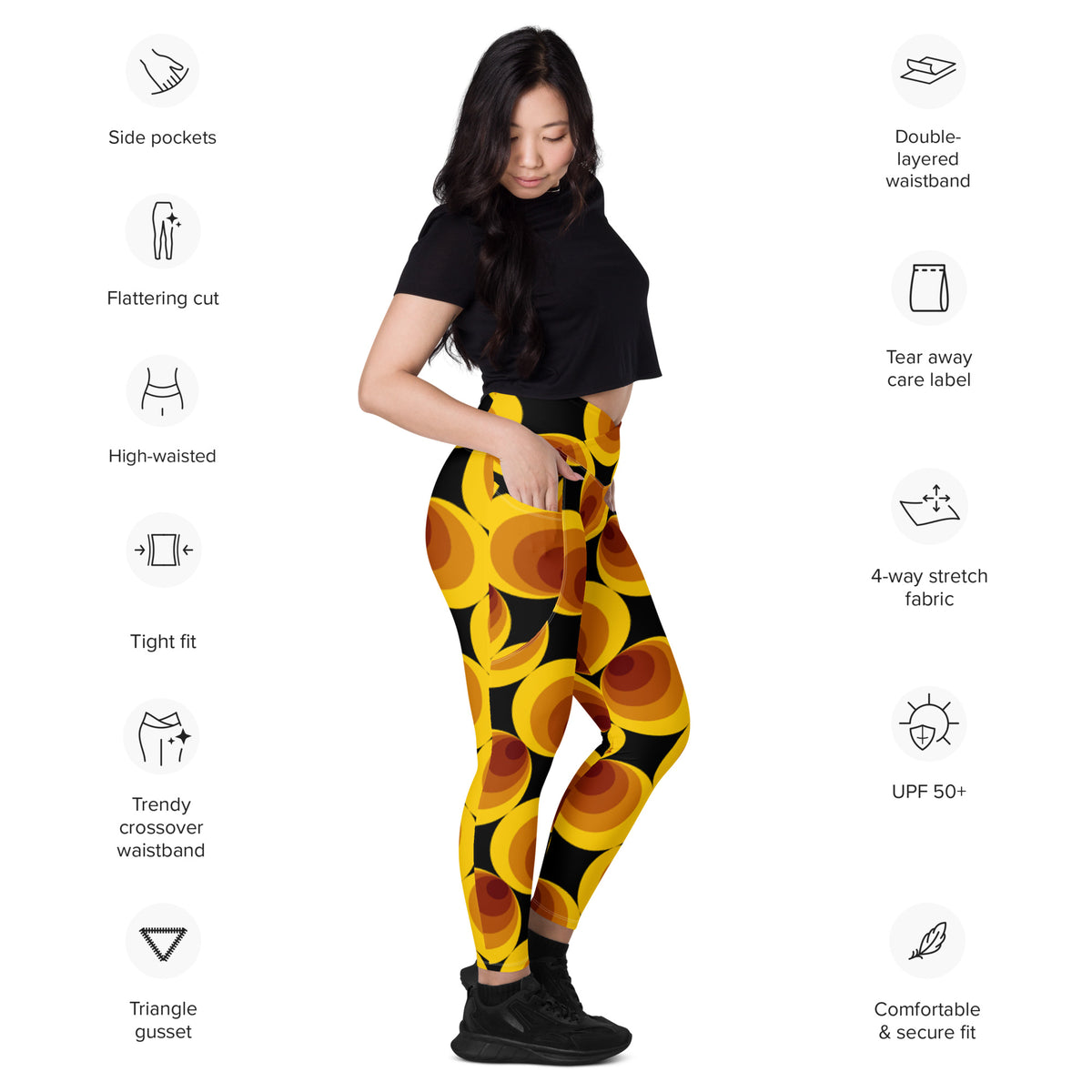 Crossover leggings with pockets