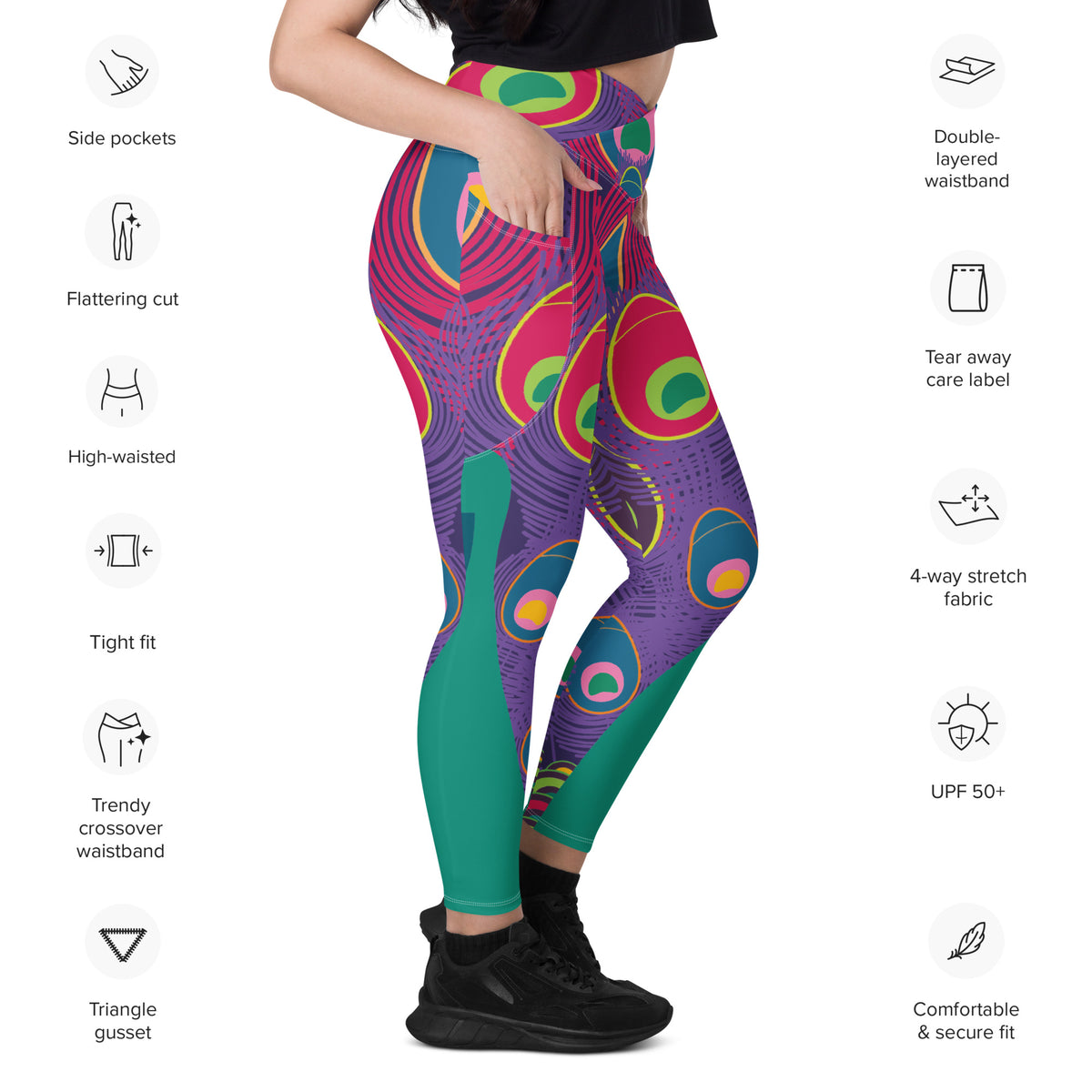 Crossover leggings with pockets