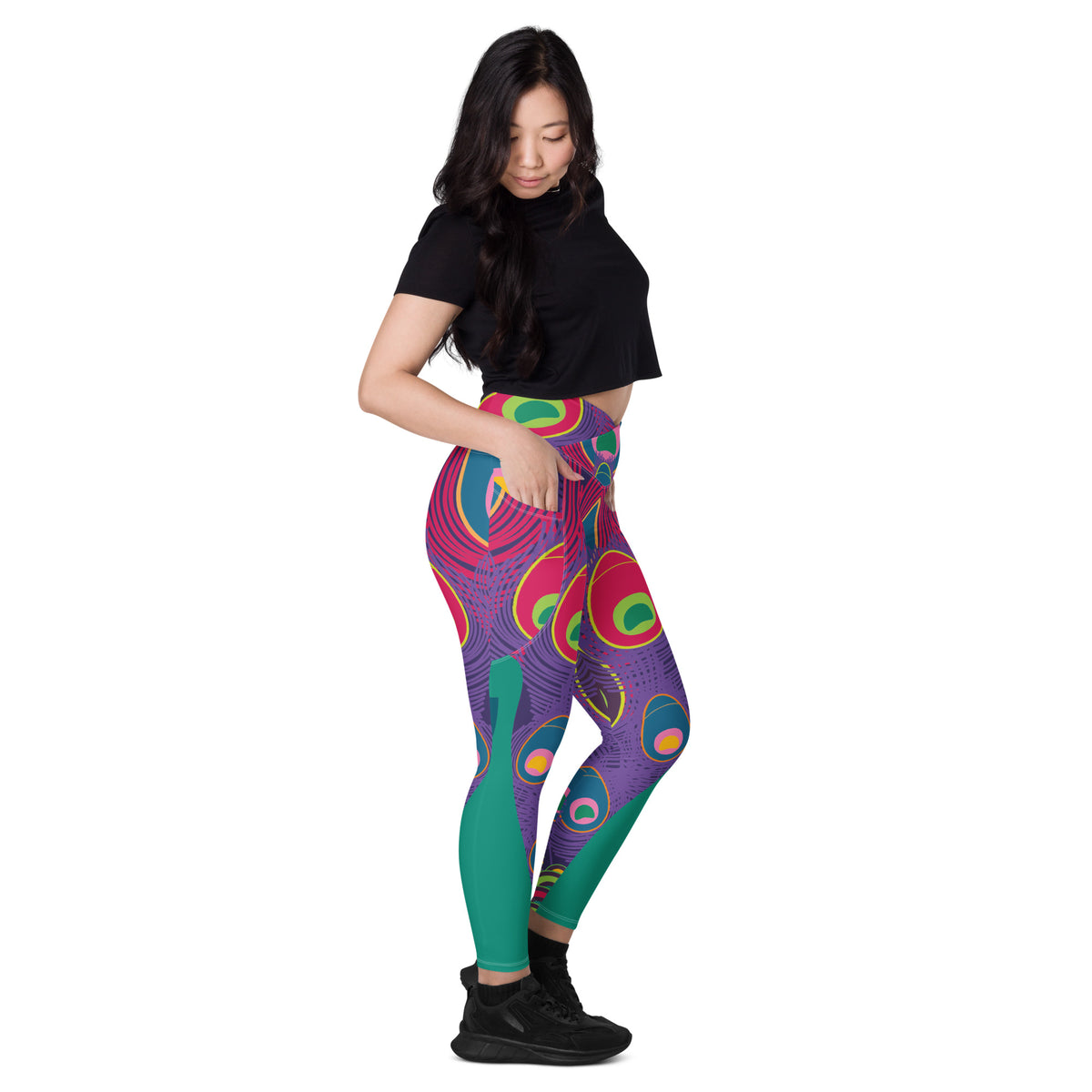Crossover leggings with pockets