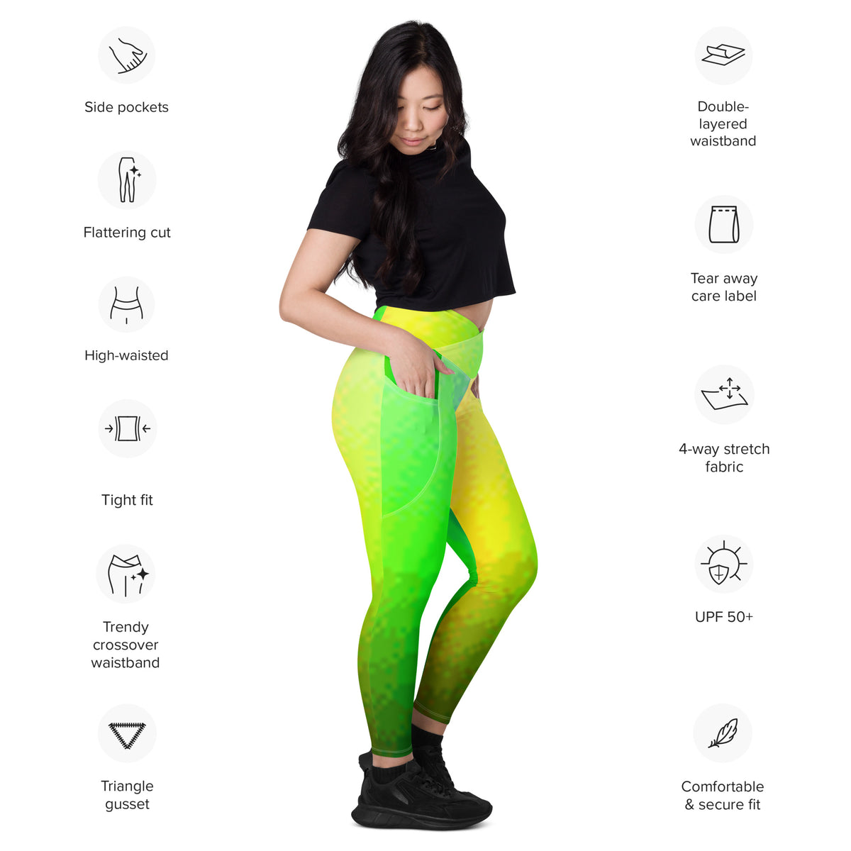 Crossover leggings with pockets