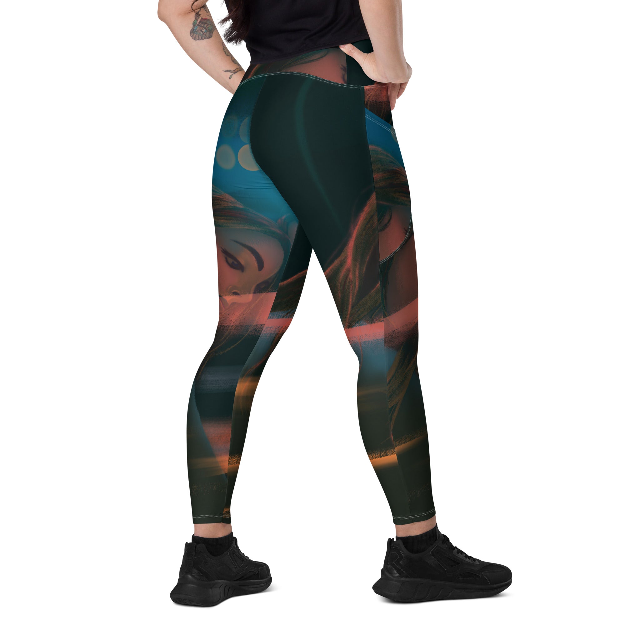 Crossover leggings with pockets