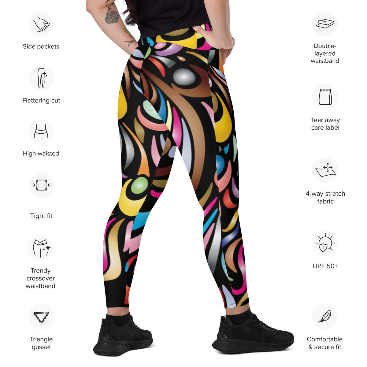 Crossover leggings with pockets