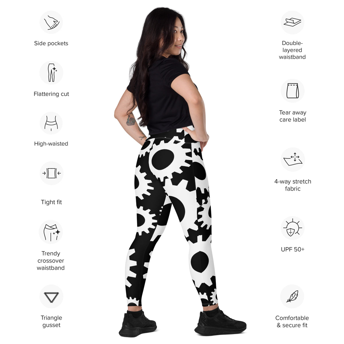 Crossover leggings with pockets