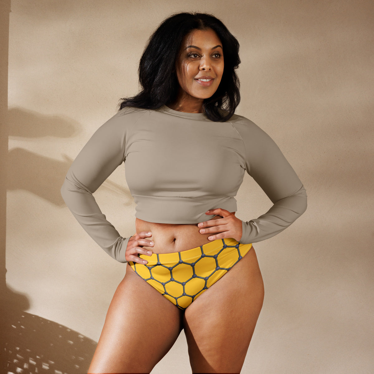 High-waisted bikini bottom