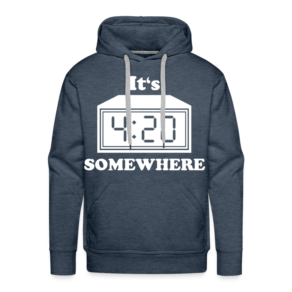 IT'S 420 SOMEWHERE Premium Hoodie - heather denim