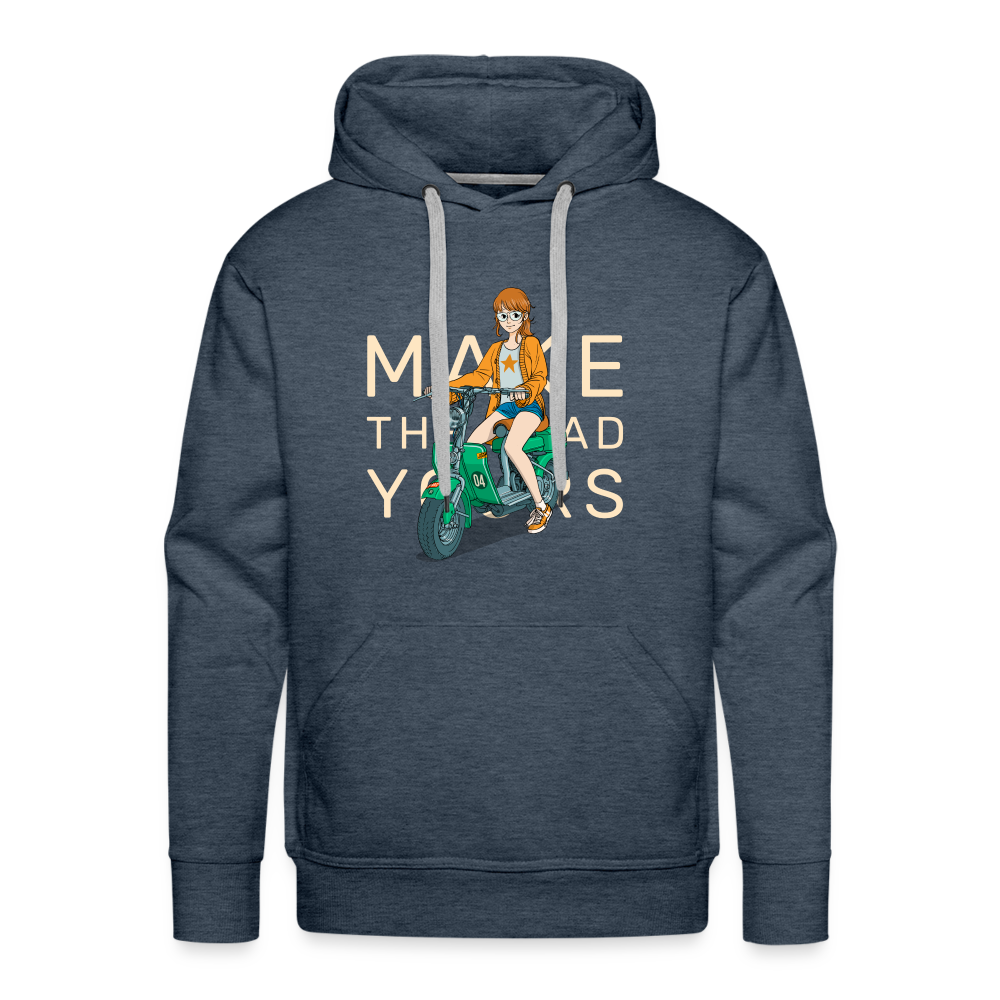 MAKE THE ROAD YOURS Premium Hoodie - heather denim