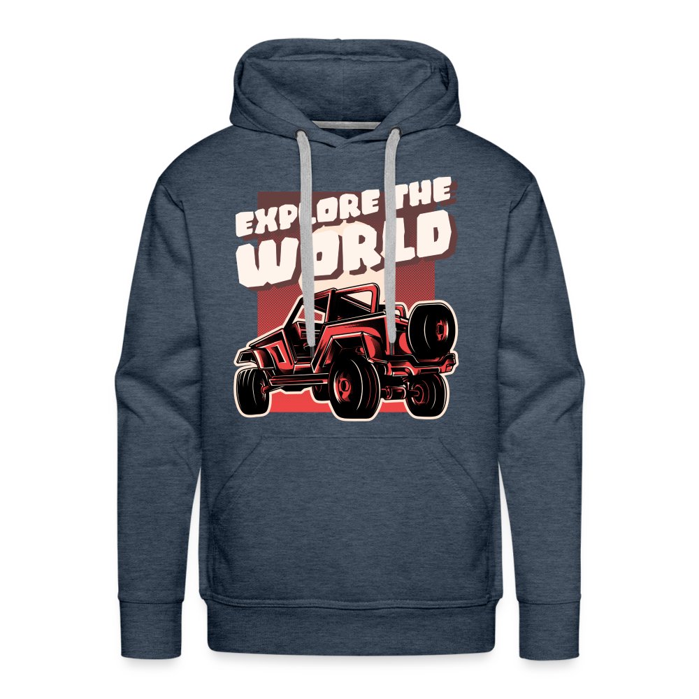 EXPLORE THR WORLD Premium Hoodie - heather denim