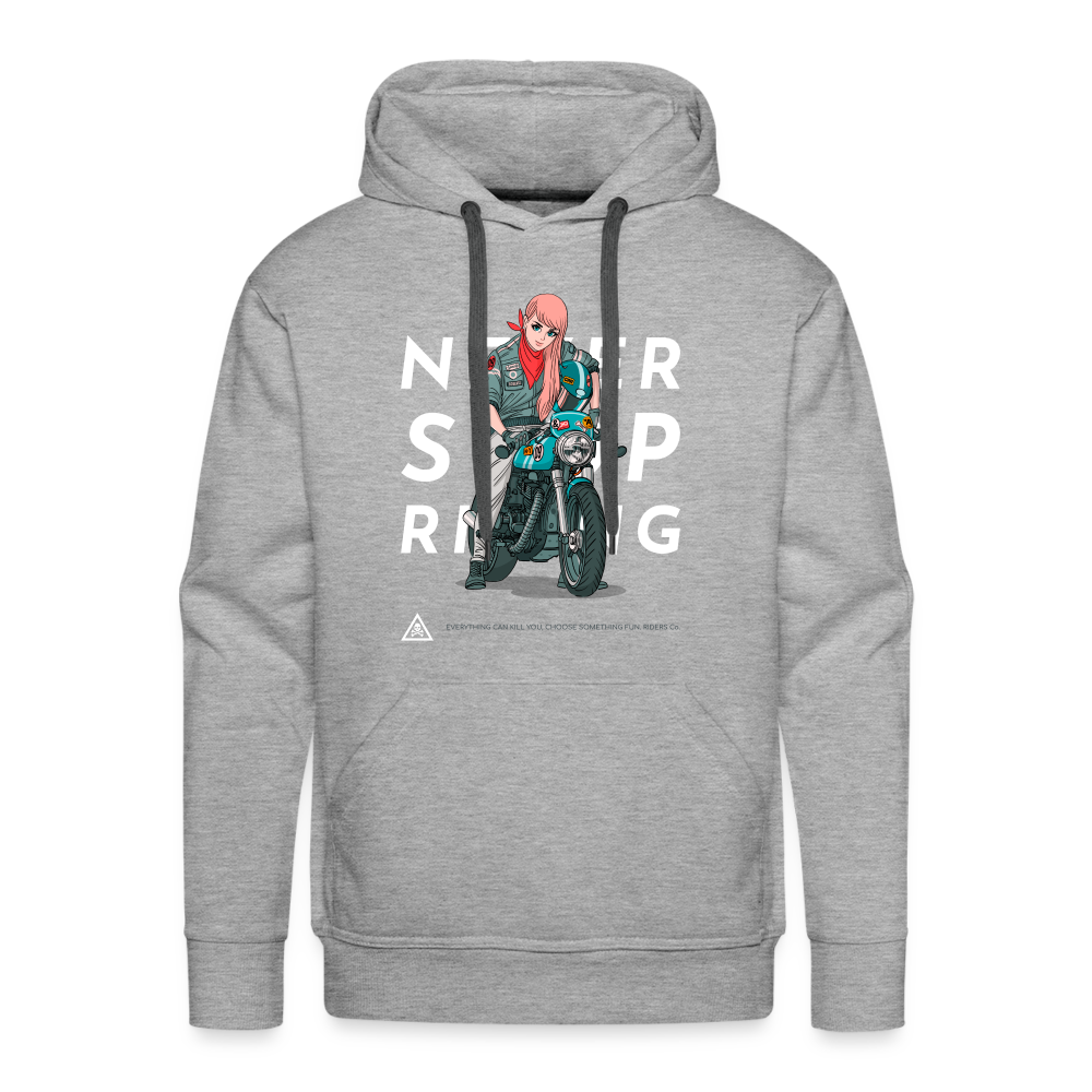 NEVER STOP RIDING Premium Hoodie - heather grey