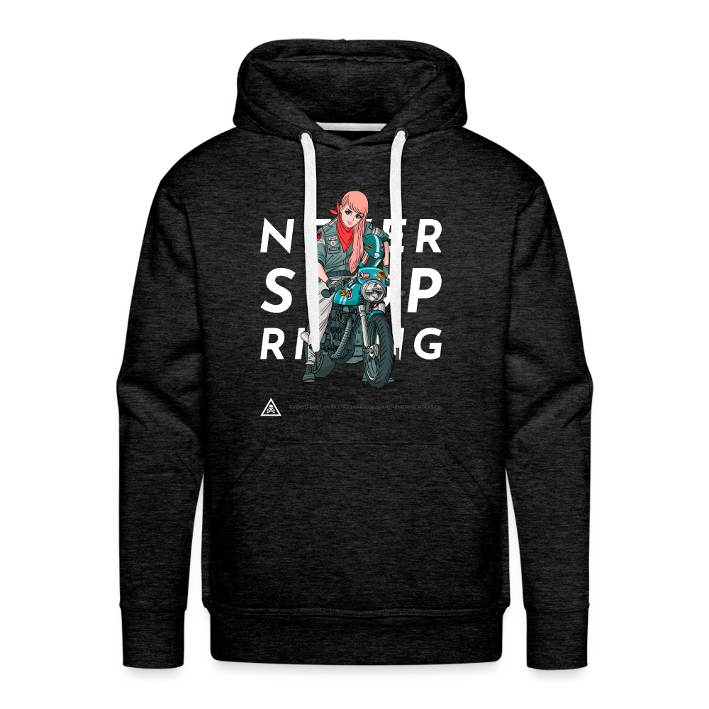 NEVER STOP RIDING Premium Hoodie - charcoal grey