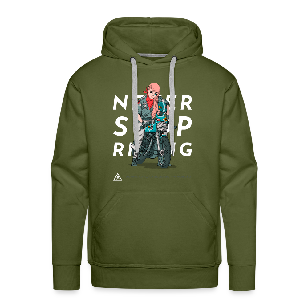 NEVER STOP RIDING Premium Hoodie - olive green