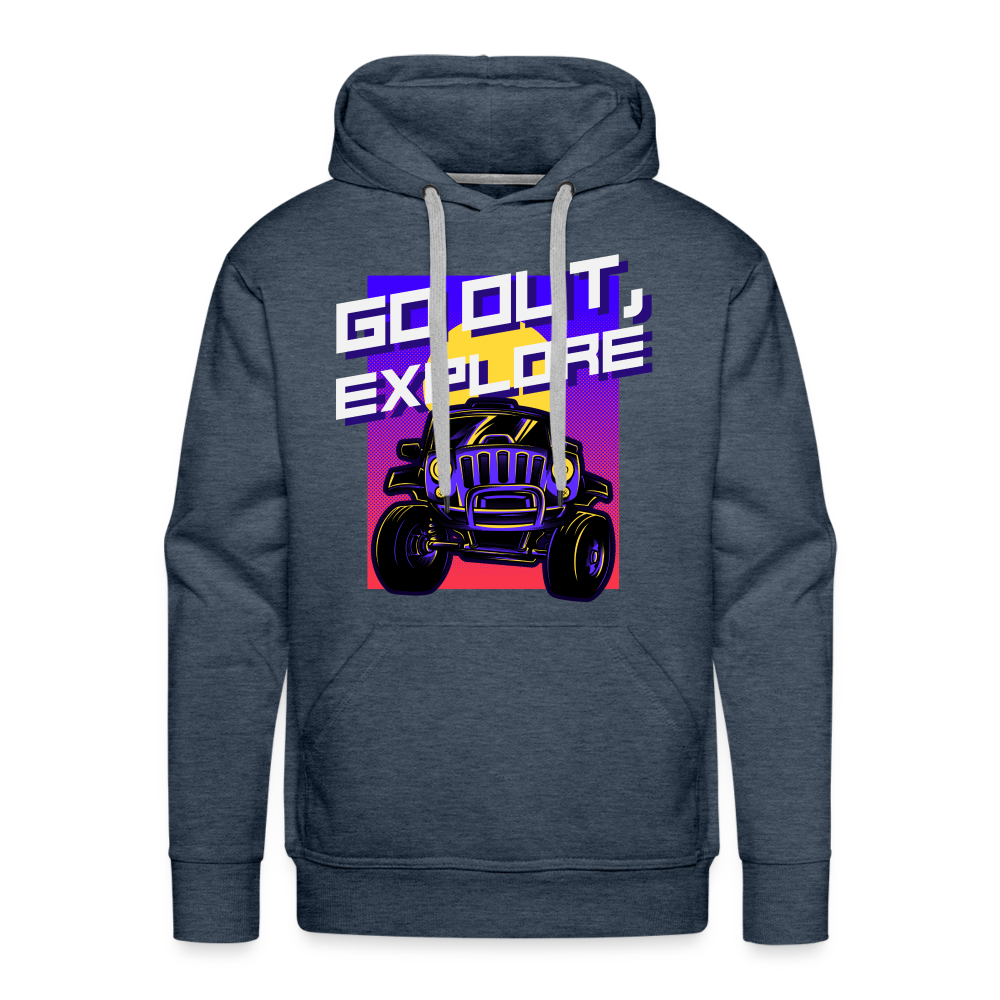 GO OUT, EXPLORE Premium Hoodie - heather denim