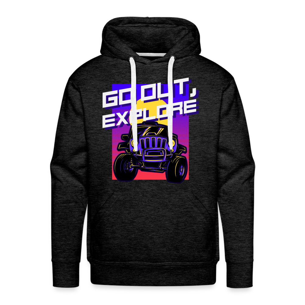 GO OUT, EXPLORE Premium Hoodie - charcoal grey