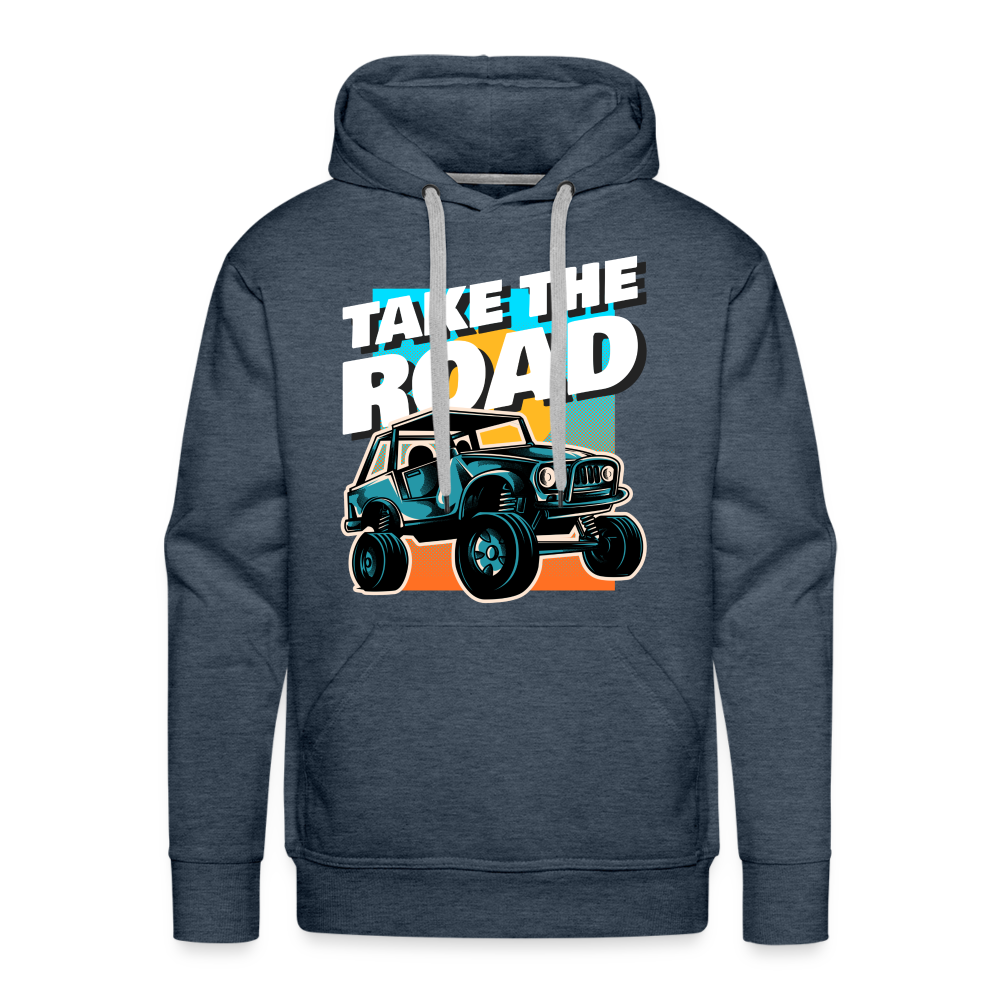 TAKE THE ROAD Premium Hoodie - heather denim