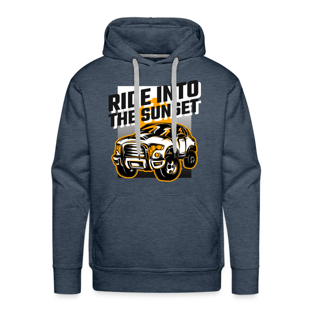 RIDE INTO THE SUNSET Premium Hoodie - heather denim