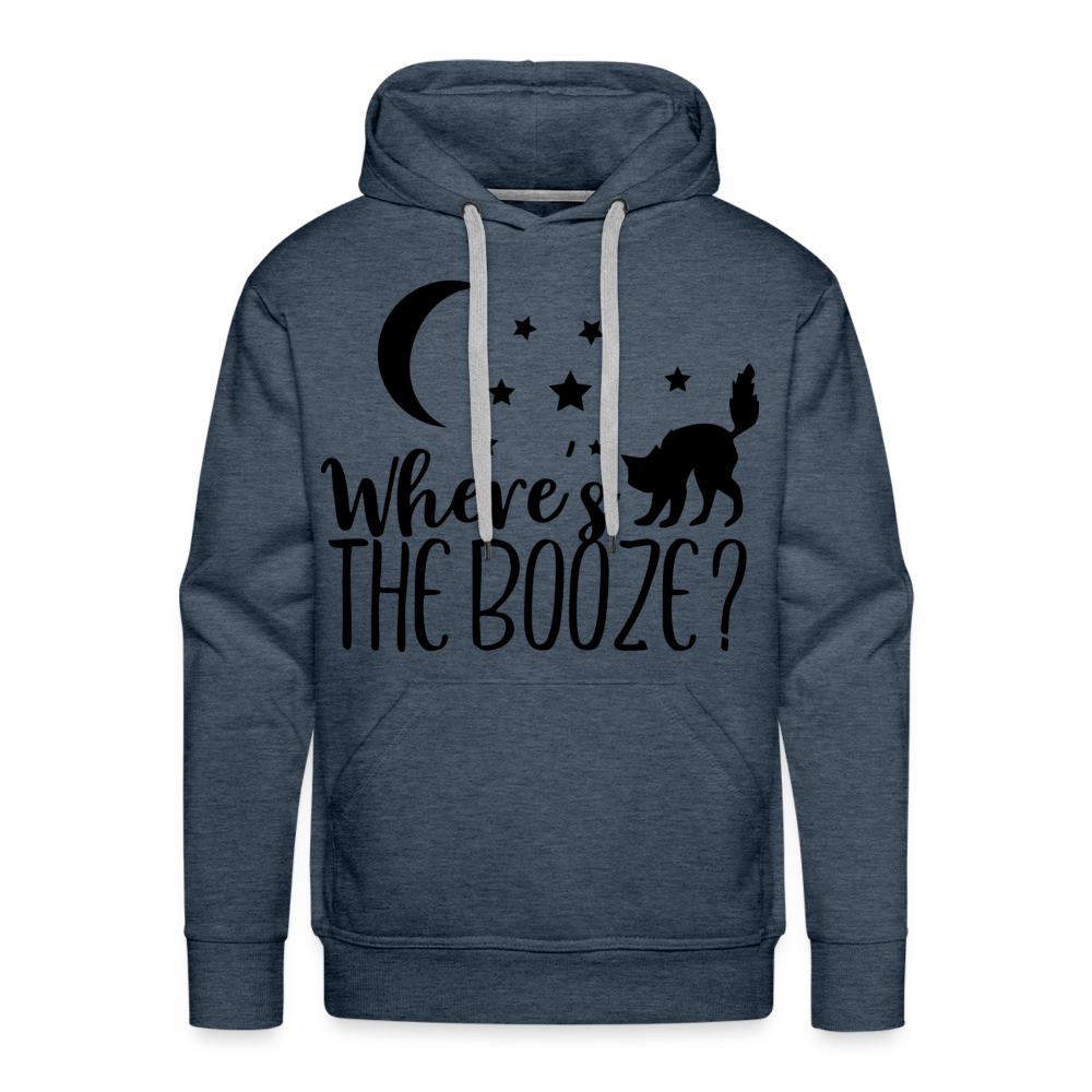 WHERE'S THE BOOZE Premium Hoodie - heather denim