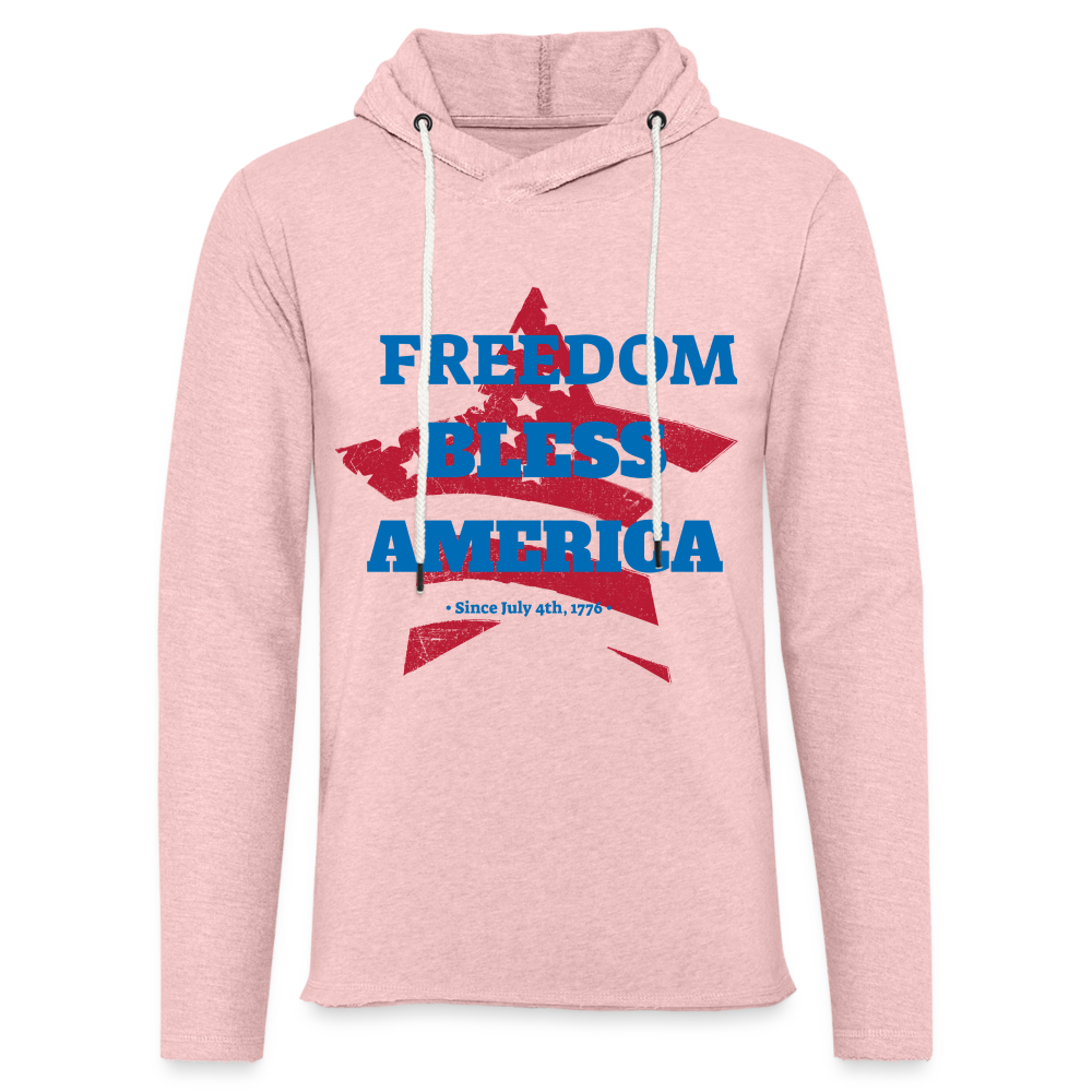 FREEDOM BLESS AMERICA Lightweight Terry Hoodie - cream heather pink