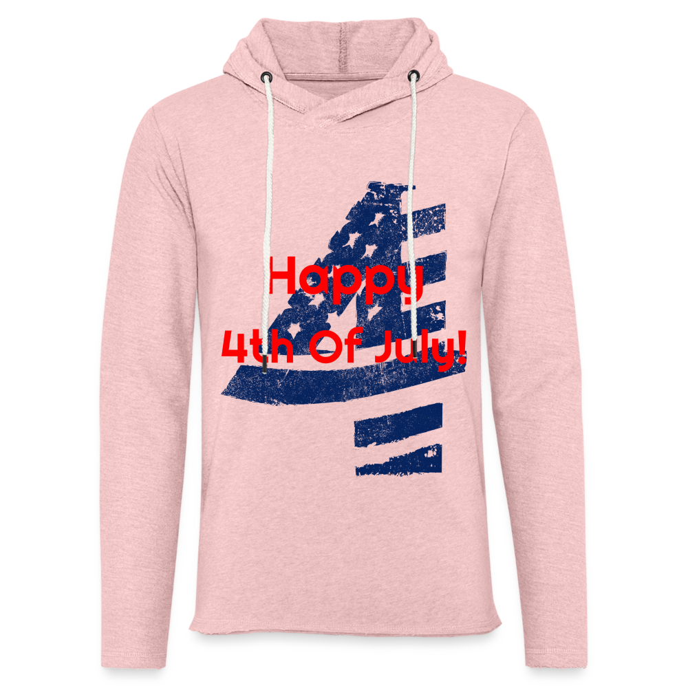 HAPPY 4TH OF JULY Lightweight Terry Hoodie - cream heather pink