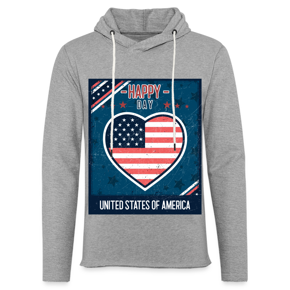 HAPPY 4TH USA Lightweight Terry Hoodie - heather gray