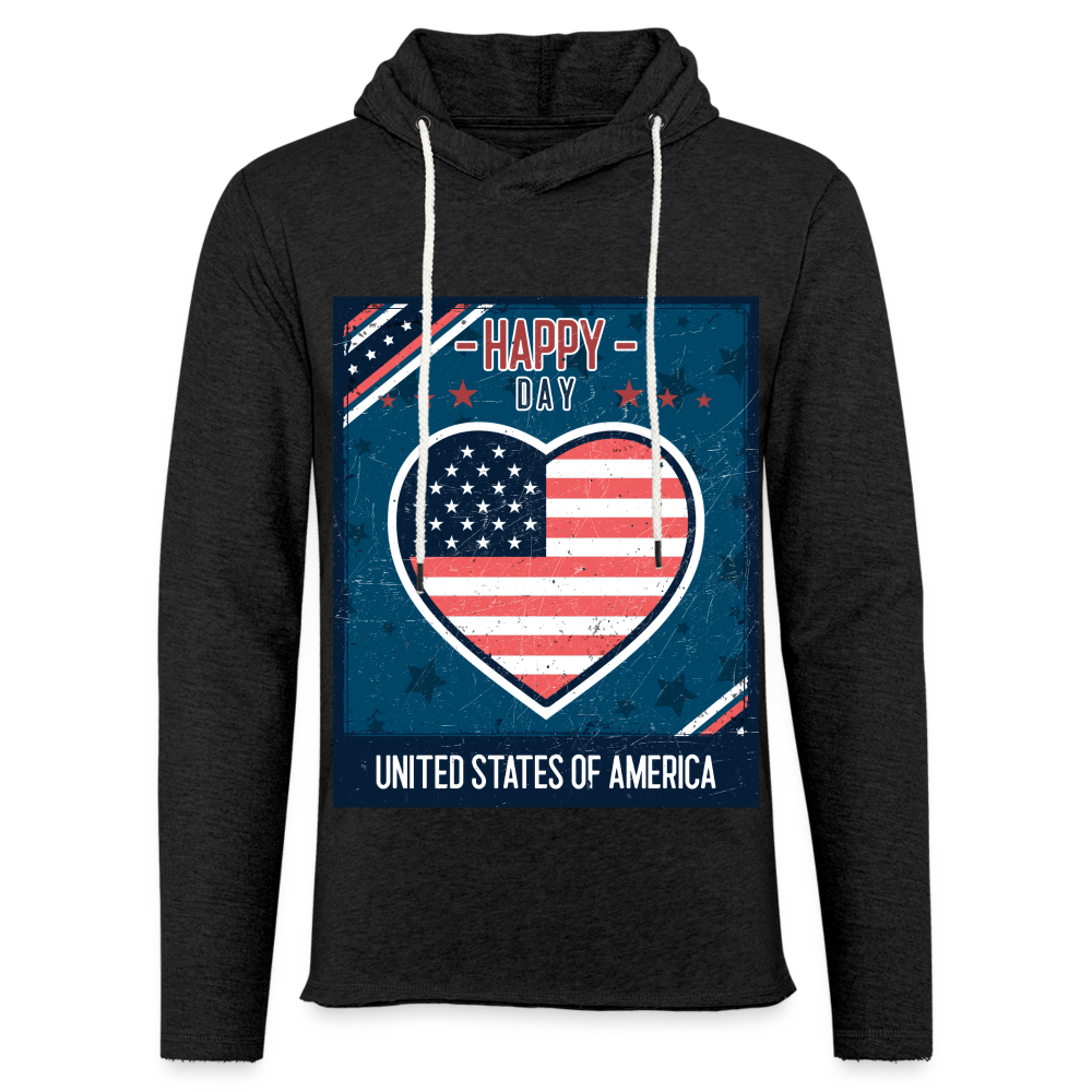 HAPPY 4TH USA Lightweight Terry Hoodie - charcoal grey