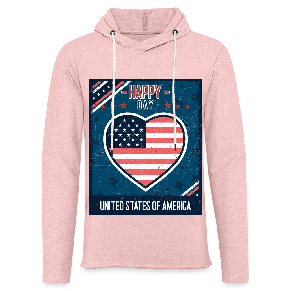 HAPPY 4TH USA Lightweight Terry Hoodie - cream heather pink