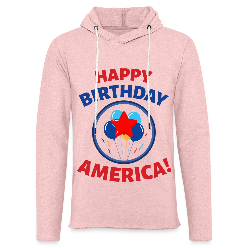 HAPPY BIRTHDAY AMERICA Lightweight Terry Hoodie - cream heather pink