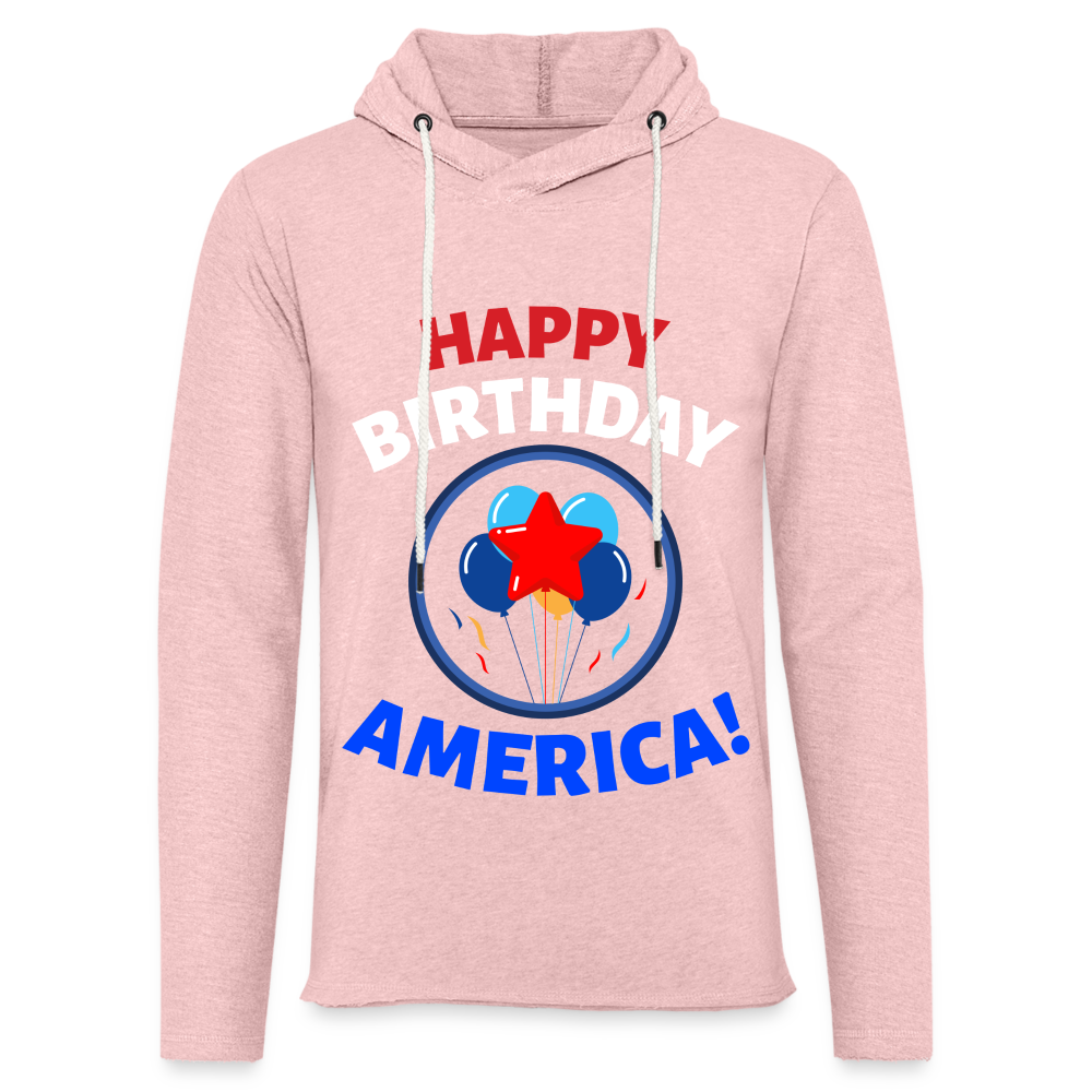 HAPPY BIRTGDAY Lightweight Terry Hoodie - cream heather pink