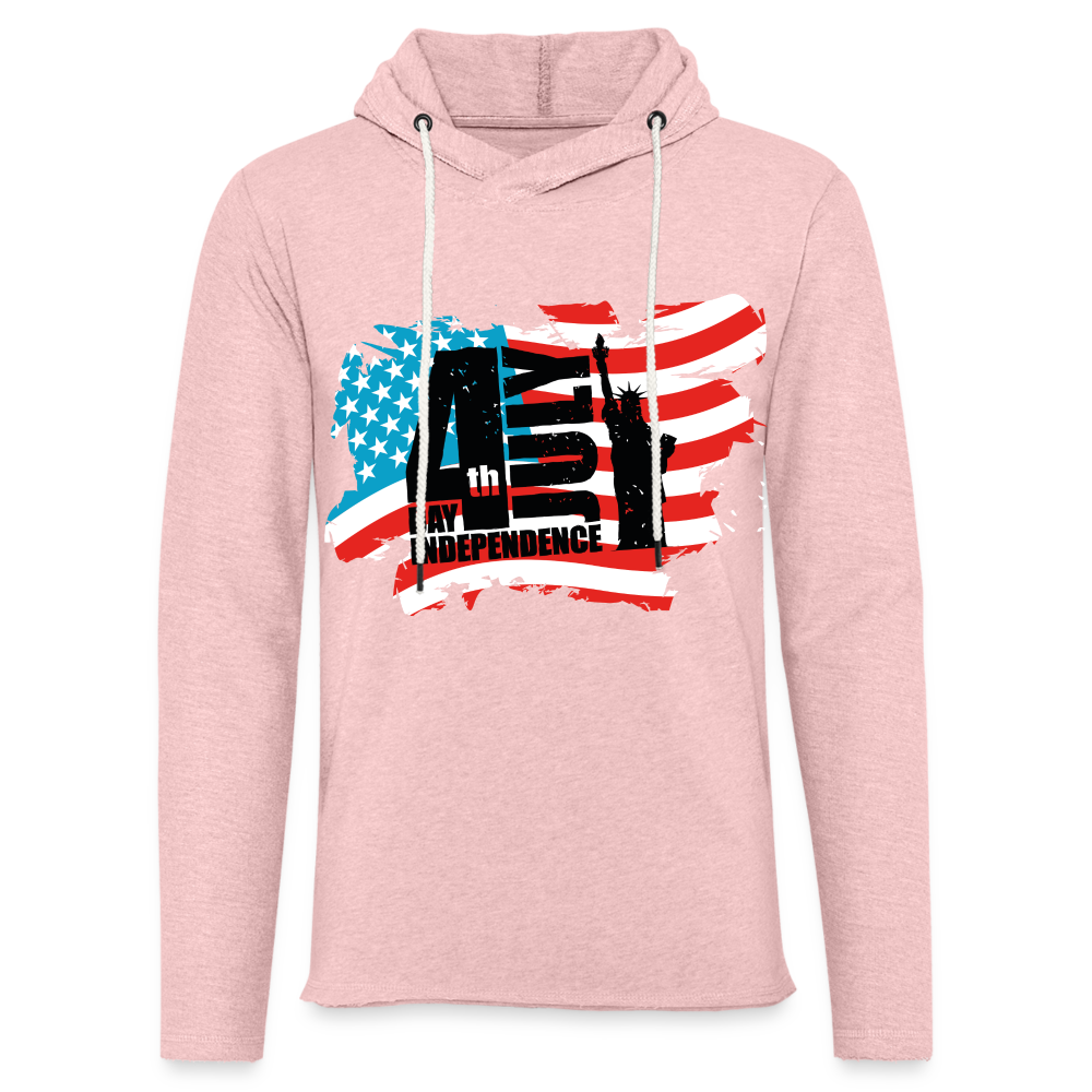 Unisex Lightweight Terry Hoodie - cream heather pink