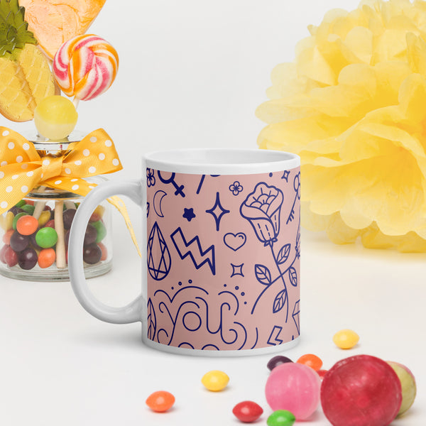 White glossy mug