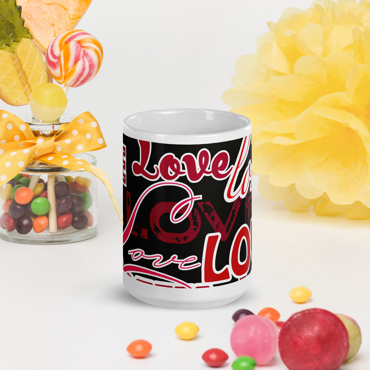 White glossy mug