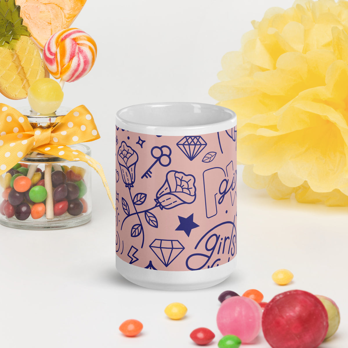 White glossy mug