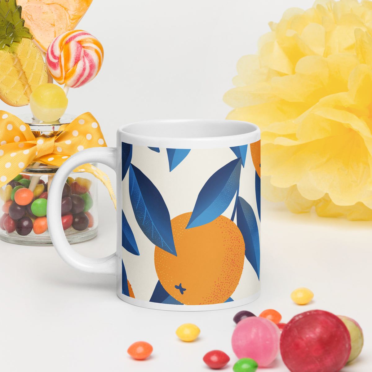 White glossy mug